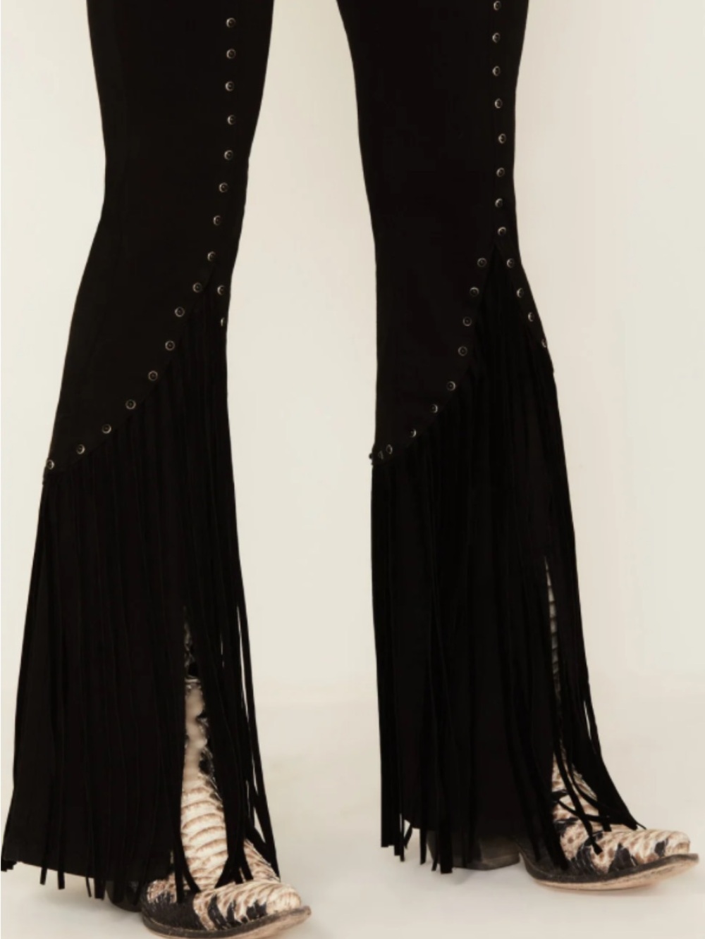 Idyllwind Black Studded Fringe Boot-Cut Jeans